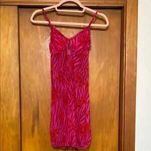 Cosabella Red Pink Chemise Roses Sheer Ruffle Made in Italy Lingerie Valentine's